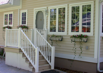 36" vinyl railing & stair  balusters, in Crystal Beach, on a  historical home.